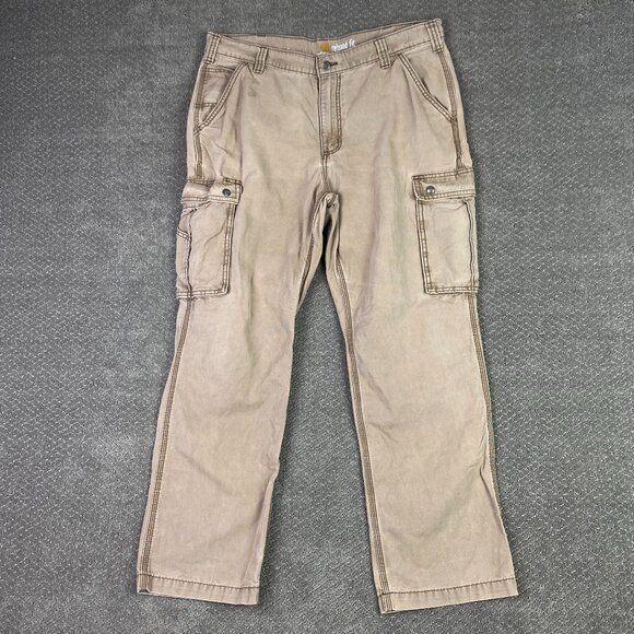 Carhartt Relaxed Fit Cargo Pants Men's 38 x 32 Fits 38 x 30.5 Beige 100272 908 - Picture 1 of 14